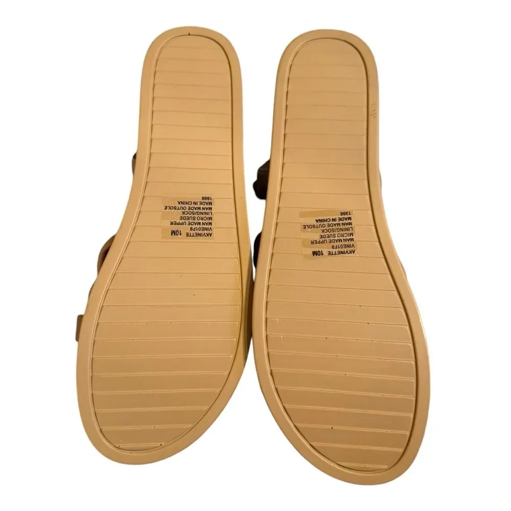 New Anne Klein Women's Tan Strappy Wedge Sandals w/ Micro Suede Size 10